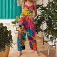 thumbnail image 2 of Laipiong Summer Jumpsuits for Women 2026 Fashion Tie Dye Print Casual Sleeveless Wide Leg Rompers with Pockets Stretch Loose Fit Beach Outfits, 2 of 6