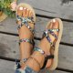 thumbnail image 2 of MKLEKYY Sandalias Playa para Mujer, Estilo Bohemio, Con Plataforma de Lona y Diseño de Bloques de Color y Correa Ajustable para Playa., 2 of 5