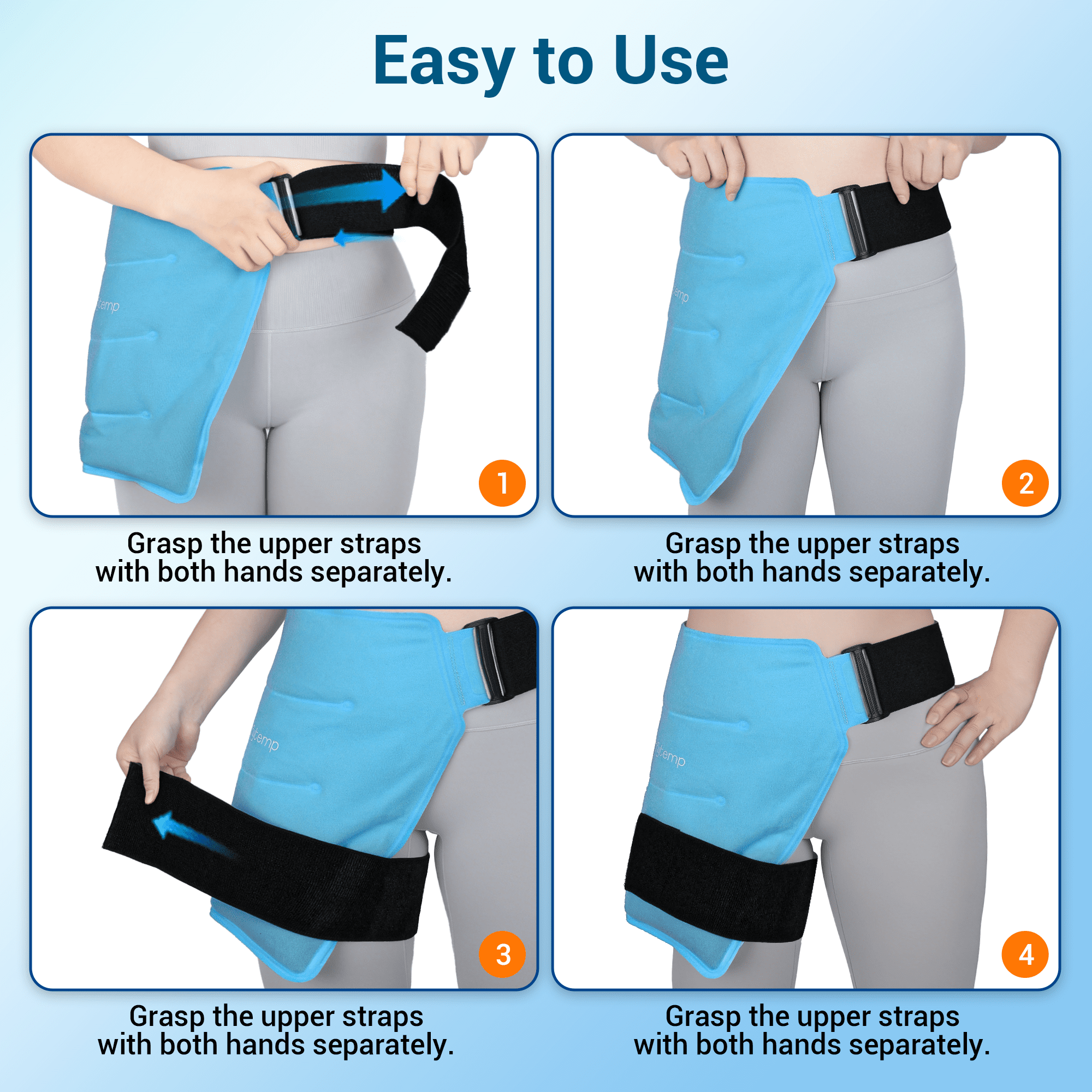 Comfytemp large Hip Ice Pack Wrap for Hip Surgery, Sciatica, Fracture, Pain Relief (L)