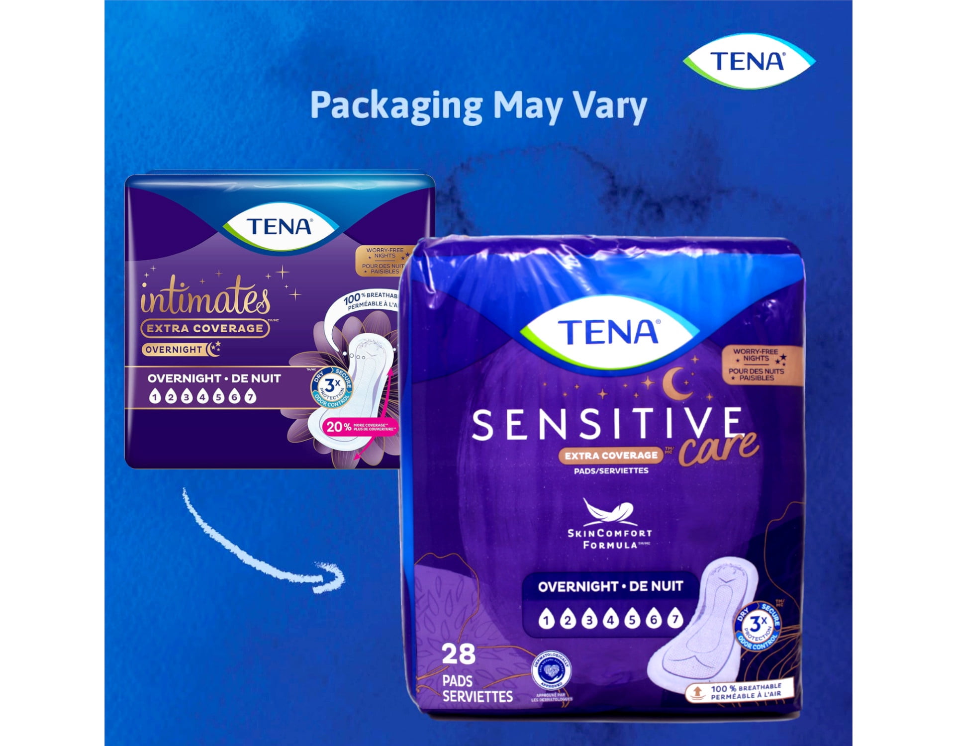 Tena Incontinence Pads, Bladder Control & Postpartum for Women, Overnight Absorbency, Sensitive Care, 28 Count