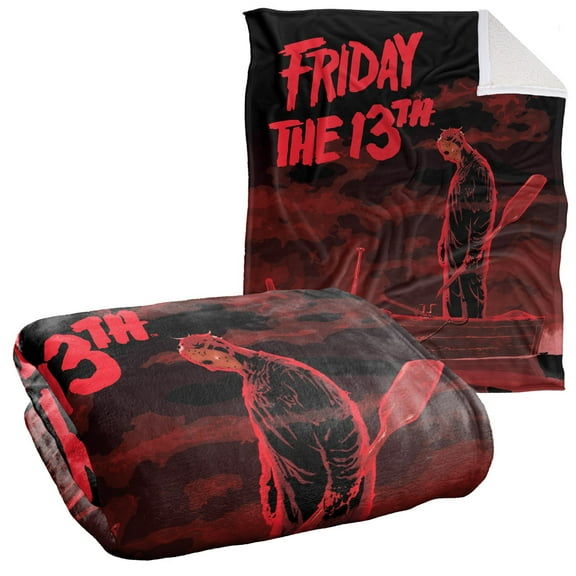 Friday The 13th Blanket, 50"x60", Bloody Boat, Silky Touch Sherpa Back Super Soft Throw