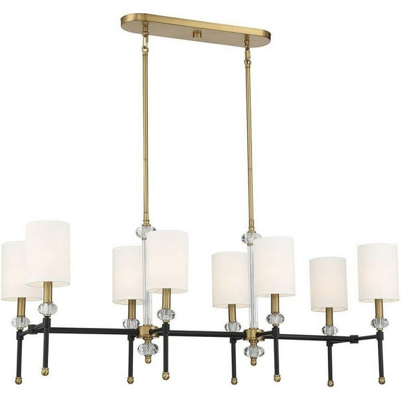Contemporary Traditional Eight Light Chandelier in Matte Black Warm Brass Finish Bailey Street Home 159-Bel-4636276