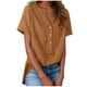thumbnail image 3 of TaTaai Summer V Neck Casual Top, Women's Half Button Open Front Design, Linen Inspired Short Sleeve Solid Color Shirt Gift, 3 of 9