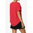 thumbnail image 4 of Women's PLUS Lightweight Woven Dolman Short Sleeve Boat Neck Relaxed Blouse Basic Top, 4 of 7