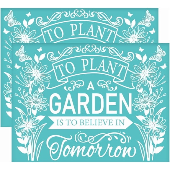2Pcs 28x22cm Self-Adhesive Silk Screen Printing Stencil to Plant a Garden is to Believe in Tomorrow Silk Screen Stencil Reusable Mesh Stencils Transfer