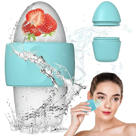 Ice Roller for Face, Ice Globes Cube for Facials Massager, Silicone Ice Mold Reusable Skin Care for Face & Eye Puffiness Relief Brightening Skin, Cyan