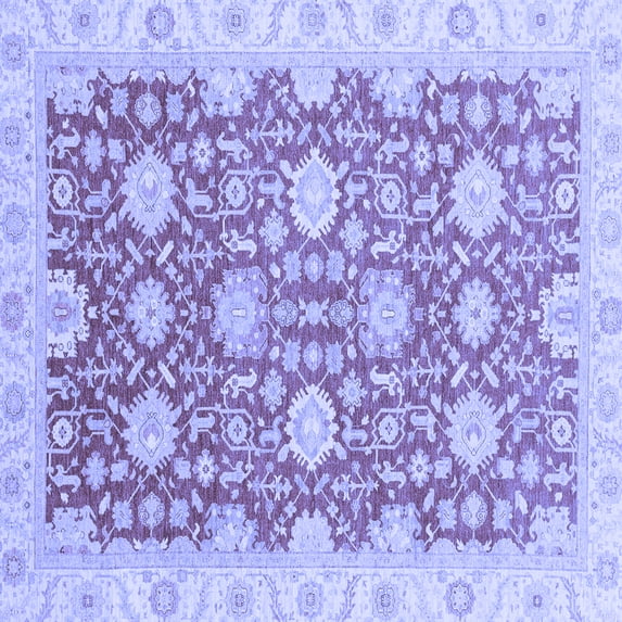 Ahgly Company Indoor Square Oriental Blue Traditional Area Rugs, 7' Square