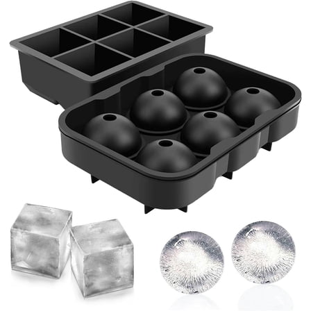 2pcs Silicone Ice Cube Trays, Reusable Ice Ball Maker with Lids, Square Flexible Ice Cube Molds for Any Drinks
