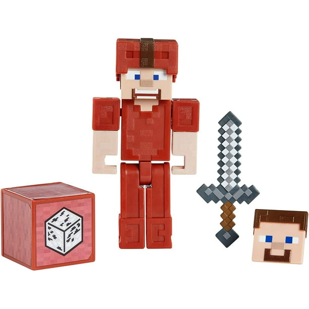 Minecraft Earth Steve en Figura de Cuero Rojo MATTEL