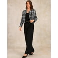 thumbnail image 4 of DARING DIVA Women's Crew Neck Cropped Plaid Tweed Blazer Jacket M Black White, 4 of 6