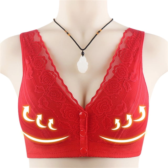 Abcnature Full Coverage Bras for Women Traceless Comfortable no Steel Ring Breathable Gathering Front Opening Buckle Bras