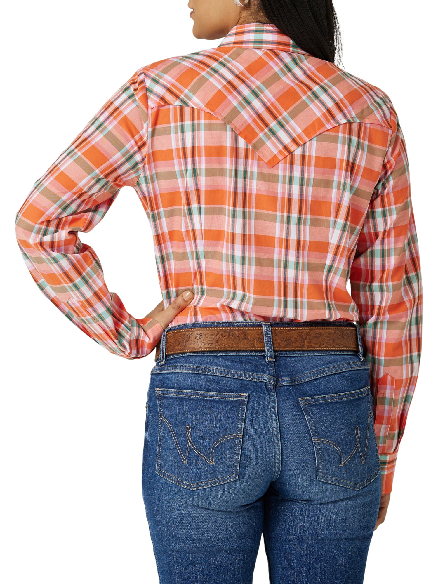 Wrangler Women s Long Sleeve Western Snap Plaid Shirt