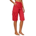 thumbnail image 4 of Womens Shorts Soft Solid Multi-Pocket High Waist Cargo Shorts for Women Red L, 4 of 9