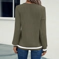 thumbnail image 5 of Womens Color Block Long Sleeve Shirt Fall Tops Fashion Outfits Dressy Casual V Neck Tunic Cute Clothes Sweater Trendy Army Green 2XL, 5 of 5