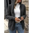 thumbnail image 7 of Cuteduck Women's Plus-Size Zip Up Knit Jacket Solid Color Long Sleeve String Hooded Fall/Winter Rib Cardigan 1X-4X, 7 of 7