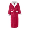 thumbnail image 4 of Oksale Fluzzy Flannel Robe for Women Plus Size Midi Bath Robe Trendy Shawl Collar Robes with Pockets Cozy Long Sleeve Belted Nightgowns Ultra Soft Thermal Winter Housecoats Hot Pink M, 4 of 4