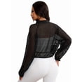 thumbnail image 6 of Women'S Mesh Sheer Zip Up Jacket Mock Neck Light-Weight Athletic Outerwear with Pockets Black S, 6 of 10