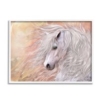 Stupell Industries Primavera White Horse Animals & Insects Painting White Framed Art Print Wall Art, 14 x 11
