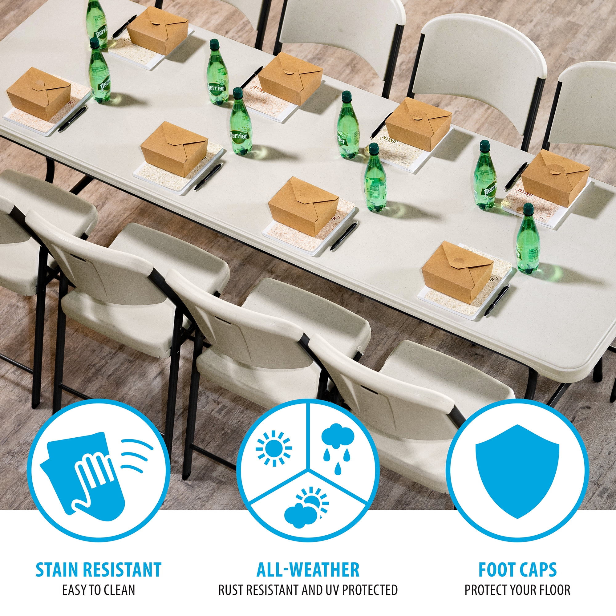 Lifetime 8 Foot Rectangle Nesting Folding Tables, Indoor/Outdoor Commercial Grade, Almond, Set of 4 (80707)