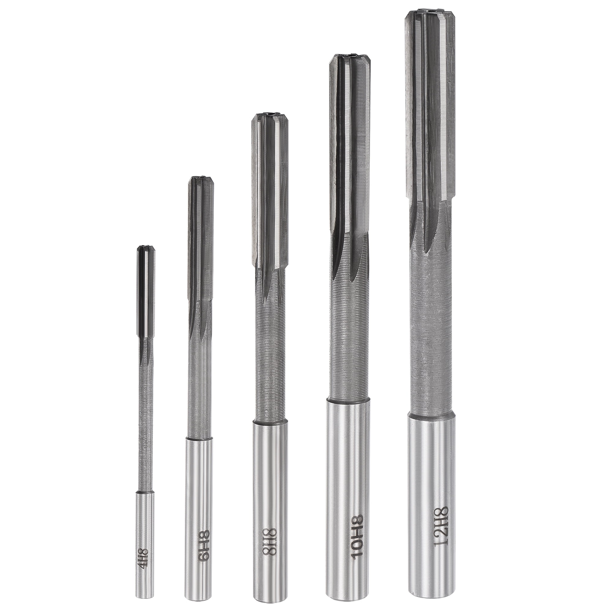 Auniwaig Chucking Reamer 8mm H8 9Crsi Alloy Tool Steel 0.31inch Lathe Machine Reamer Straight Flutes Round Shank Milling Cutting Tool For Bore Drilling Machine 1pcs
