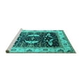 thumbnail image 2 of Ahgly Company Machine Washable Indoor Square Oriental Turquoise Blue Industrial Area Rugs, 6' Square, 2 of 4