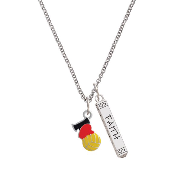 Delight Jewelry Silvertone I Love Water polo - Red Heart Silvertone Believe Faith Prayer Hope Bar Charm Necklace, 23"