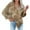 Brown, variant on IROINNID Women's Short Anorak Jacket Turndown Lapel Print Long Sleeve Plus Size Winter Warm Loose Plush Personalized Jacket, Brown