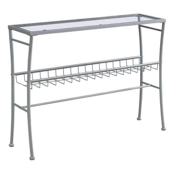 Accent Table Console Entryway Narrow Sofa Bedroom Metal Silver