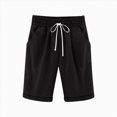 thumbnail image 5 of Kaprioy Running Shorts for Girls Girls Bermuda Shorts Knee Length Straight Leg Shorts Loose Casual Solid Drawstring Elastic Waist Short Pants Bermuda Shorts Kids, 5 of 6