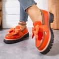 thumbnail image 2 of Mocassins à Nœud pour Femme à Semelle Épaisse, Décontractés, en Cuir Verni, Chaussures Habillées de Bureau, Plateforme, à Enfiler, Chaussures de Marche, Rouges, Taille 8,5, 2 of 7
