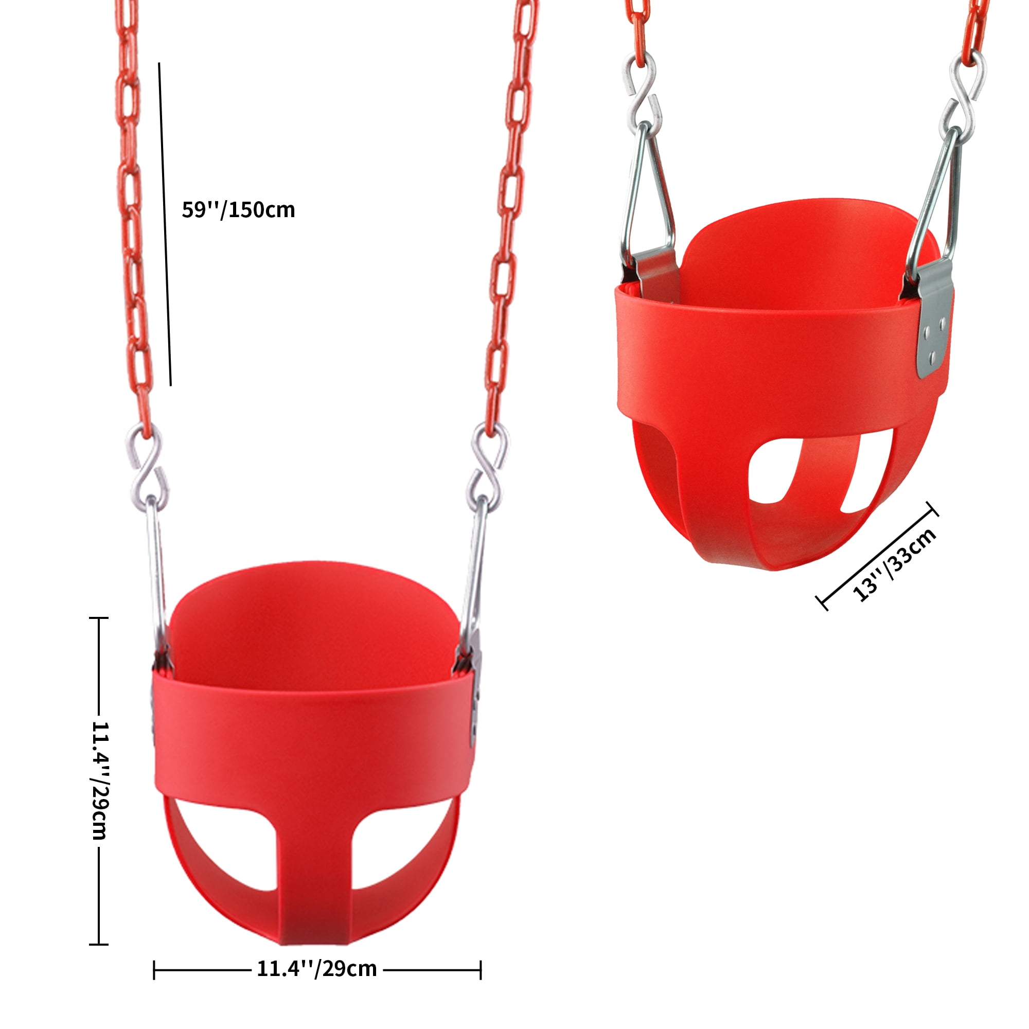KINSPORY Toddler & Child Swing Seat, Heavy-Duty High Back Fully Assembled, Iron Chain Eva Swing for Indoor/Outdoor, Hanging Tree Straps（Red）