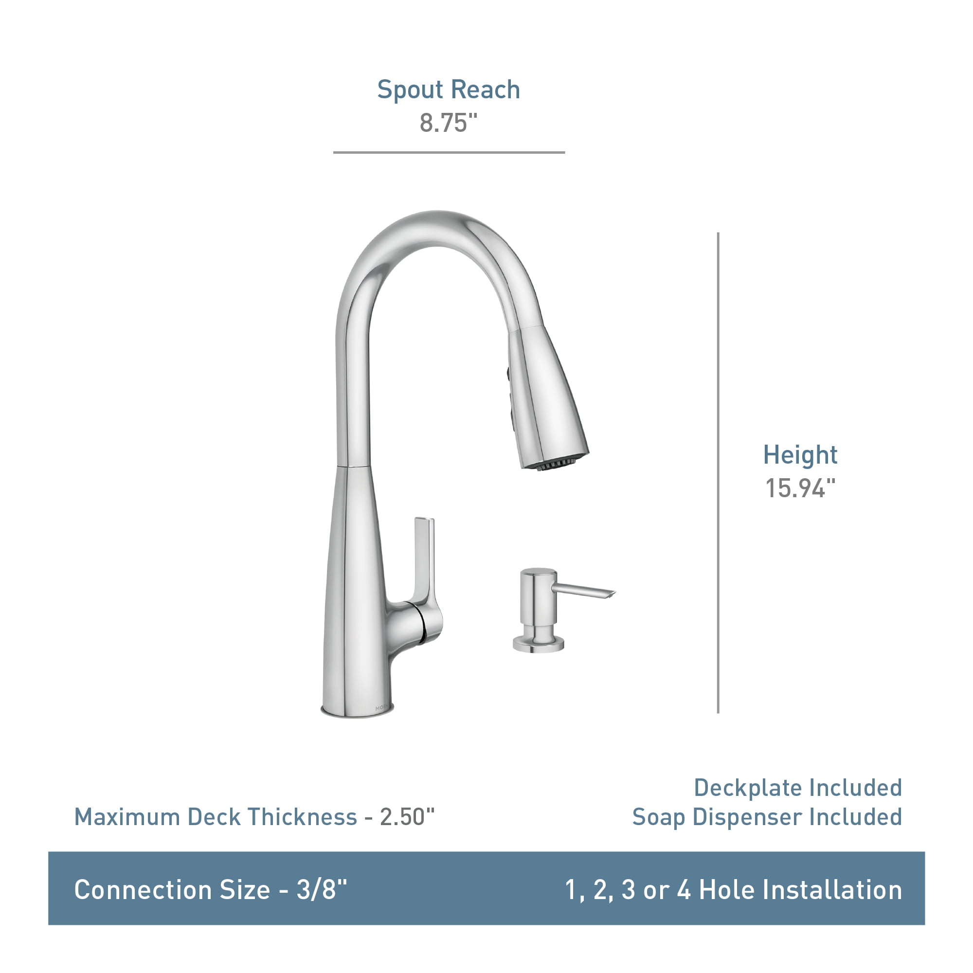 Moen Haelyn Single-Handle Pull-Down Sprayer Kitchen Faucet with Reflex and Power Boost in Spot Resist Stainless