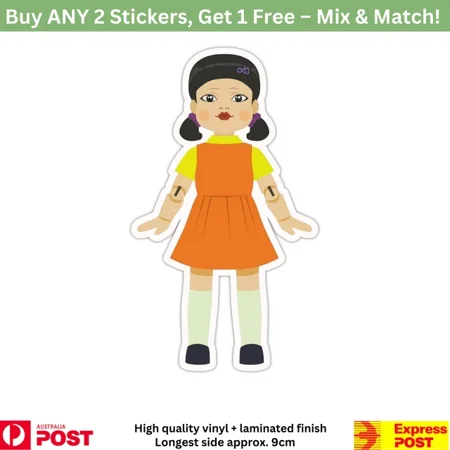 Squid Games Show Tv Girl Sticker Phone Decal Water Bottle Stickers Car Decals, Laptop Sticker