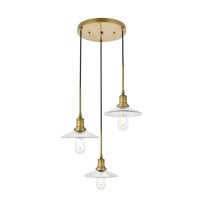 Modern Living Room Kitchen Bedroom Waltz 3 Light Brass Pendant