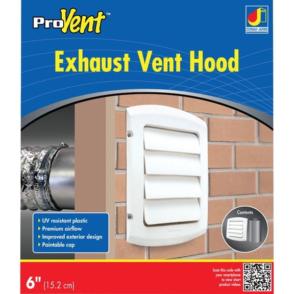 Dundas Jafine BLH6WZW 6 inch White Louvered Vent Hood by Dundas Jafine