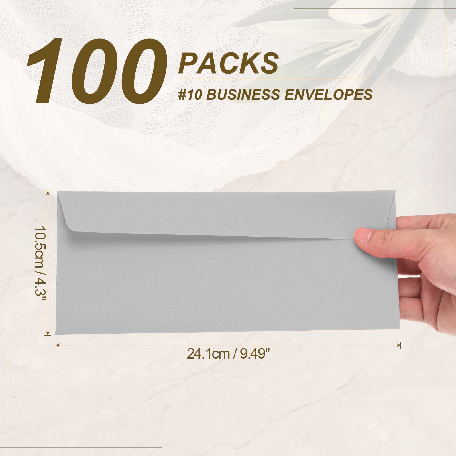 Uxcell 100 Pack Light Gray #10 Business Envelopes, Colored Self Seal Letter Size