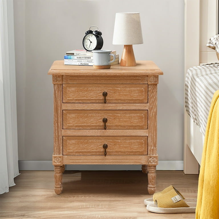 Oak side tables with drawers discount