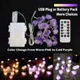 thumbnail image 2 of Natural Amethyst Crystal Color-Changing Fairy Lights, 10ft 30 LED with Remote Control. USB or Battery Operated, Decorative Geode String Lights for Bedroom, Christmas, and Spiritual Decor, 2 of 7
