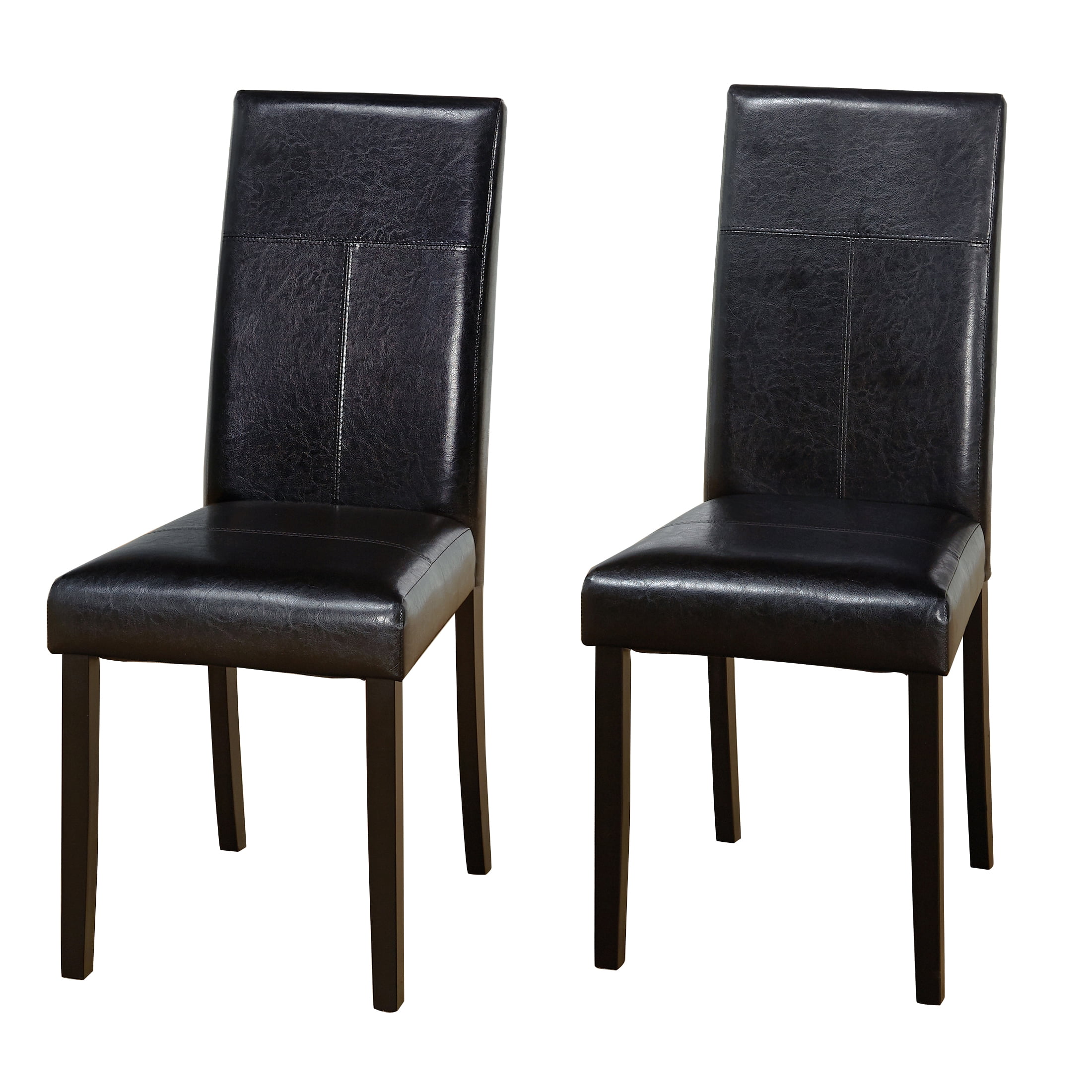 Simple Living Bettega Indoor Contemporary Parsons Dining Side Chair, Set of 2, Black Faux Leather
