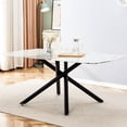 thumbnail image 2 of 6-8 Seats Marble Dining Table. 0.39" Black Artificial Top, Sleek Legs. , . Suits Kitchen, Dining, Living Area. Easy To Install. 72.03in D X 39.52in W 30.75in H, 117lb. White + Rectangular Table For, 2 of 6