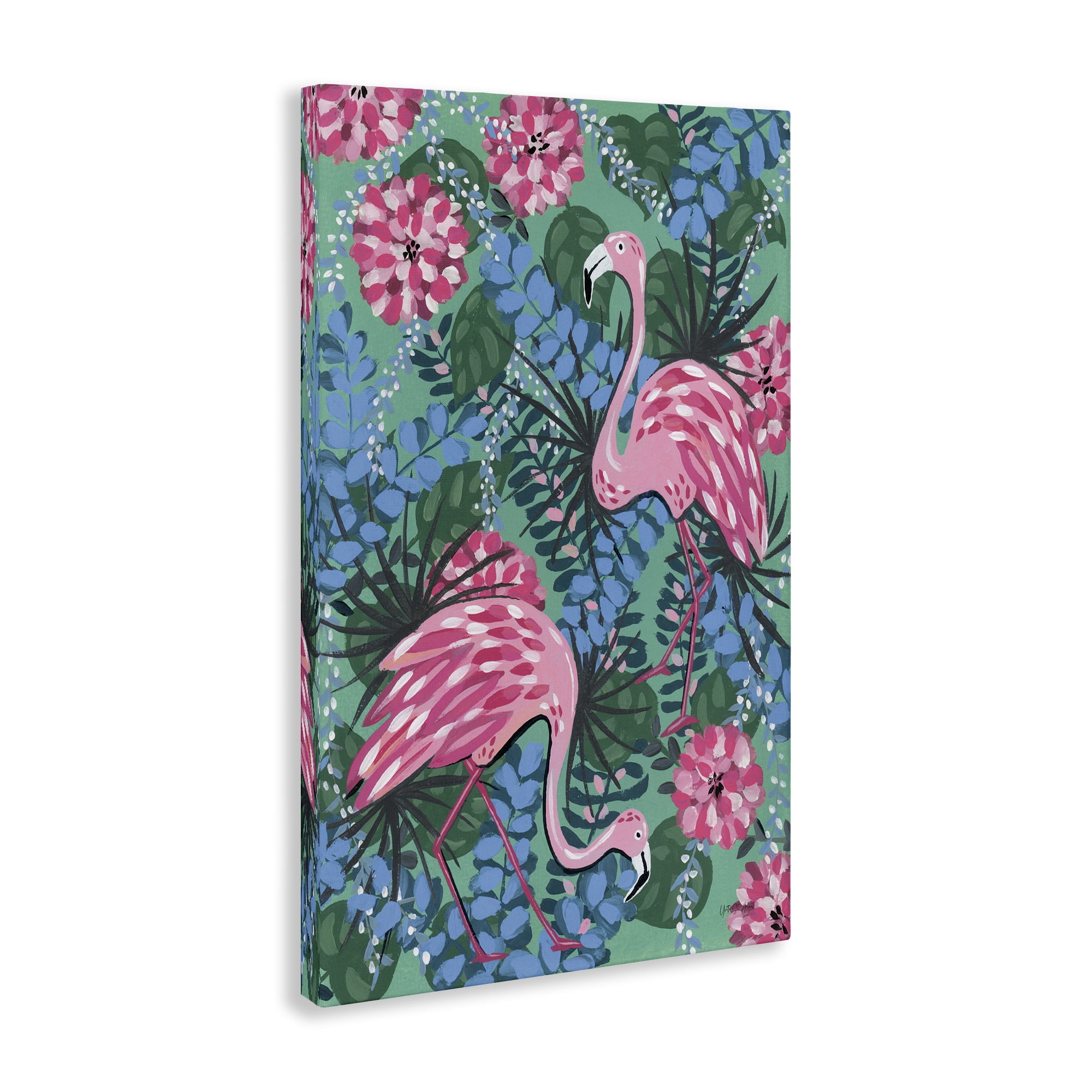 Stupell Industries Maximalist Flamingos Pattern Animals & Insects Painting Gallery Wrapped Canvas Art Print Wall Art, 24 x 36