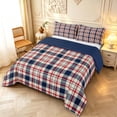 thumbnail image 2 of Manfei Vintage Grid Full Size Comforter Sets,Modern Check Bedding Comforter Set,Beige Red Blue,Navy Blue Reversible,3 Pieces,1 Comforter and 2 Pillowcases,3 Pieces,1 Comforter and 2 Pillowcases, 2 of 7