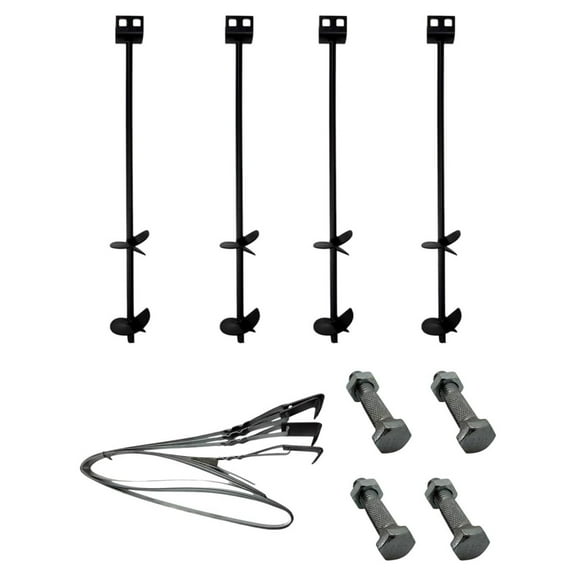 Mobile Home Part Set of 4 Auger Anchors; 4-8 ft Tie Down Strap, 4 Bolts