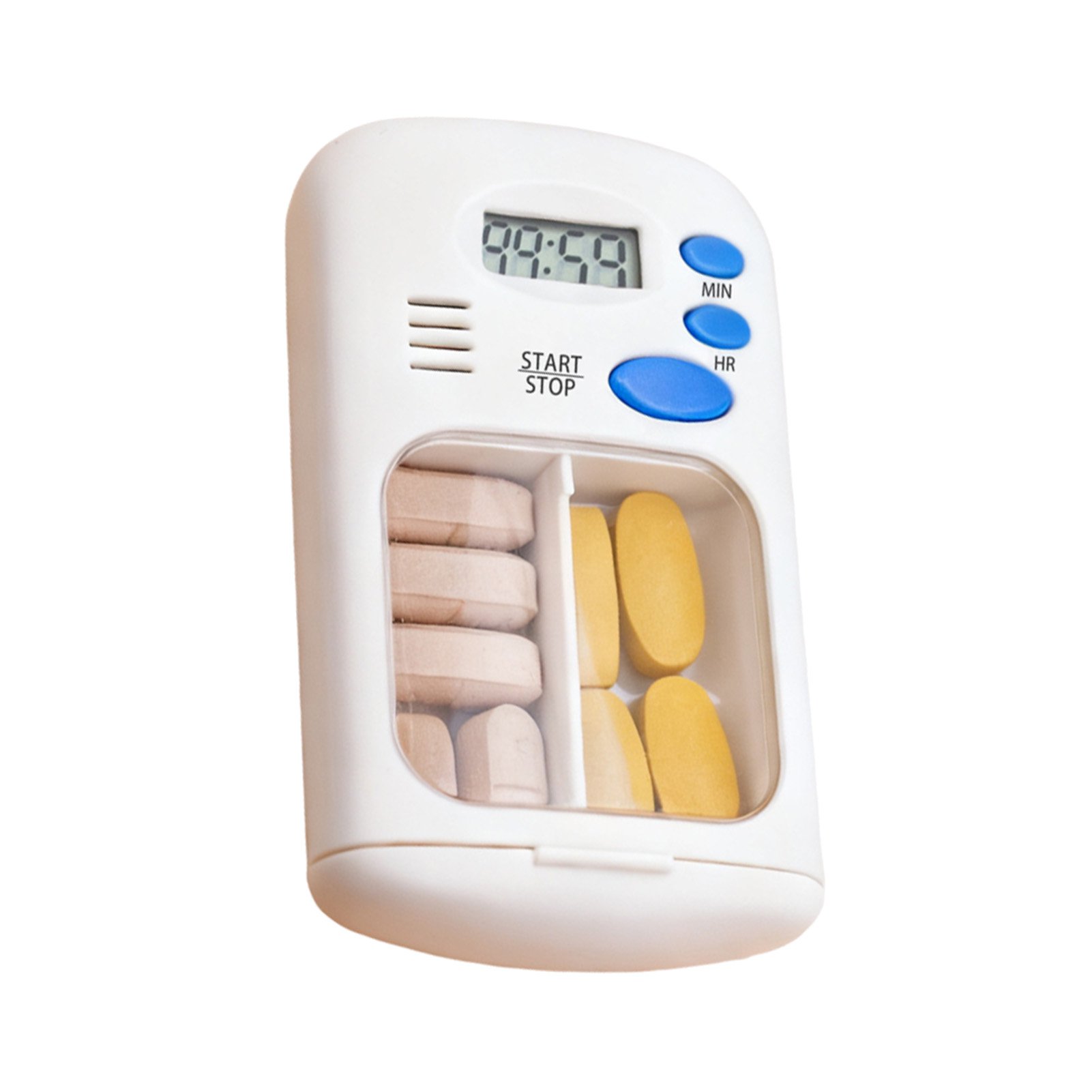 Goasio Smart Pill Box with Alarm Clock Portable Travel 3 Compartments Pill Case LCD Display Elderly Timed Remind Medication Dispenser Organizer Container