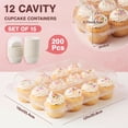thumbnail image 4 of 12 Counts x 15 Sets Cupcake Containers with 200 Pack Cupcake Liners, Disposable Cupcakes Containers with Detachable Tall Lid, Plastic Cupcake Boxes Holders for Baking, Parties, Wedding,Gifting, 4 of 9