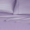 thumbnail image 6 of BNM 300 Thread Count Egyptian Cotton Stripe Sheet Set, Split King, Lavender, 6 of 9