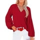 thumbnail image 1 of Mujer V Masajeadores de cuello Blusas linterna manga Flowy Loose Top Camisas para trabajo oficina citas, 1 of 5