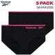 thumbnail image 3 of Reebok Pack de 5 braguitas hipster sin costuras, elásticas, talla XL, negras, 3 of 6
