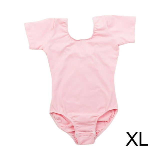 Tenue de Danse Ballet Extensible pour Enfants Combinaison Classique Col Rond Tenue de Danse Douce Justaucorps Rose TG