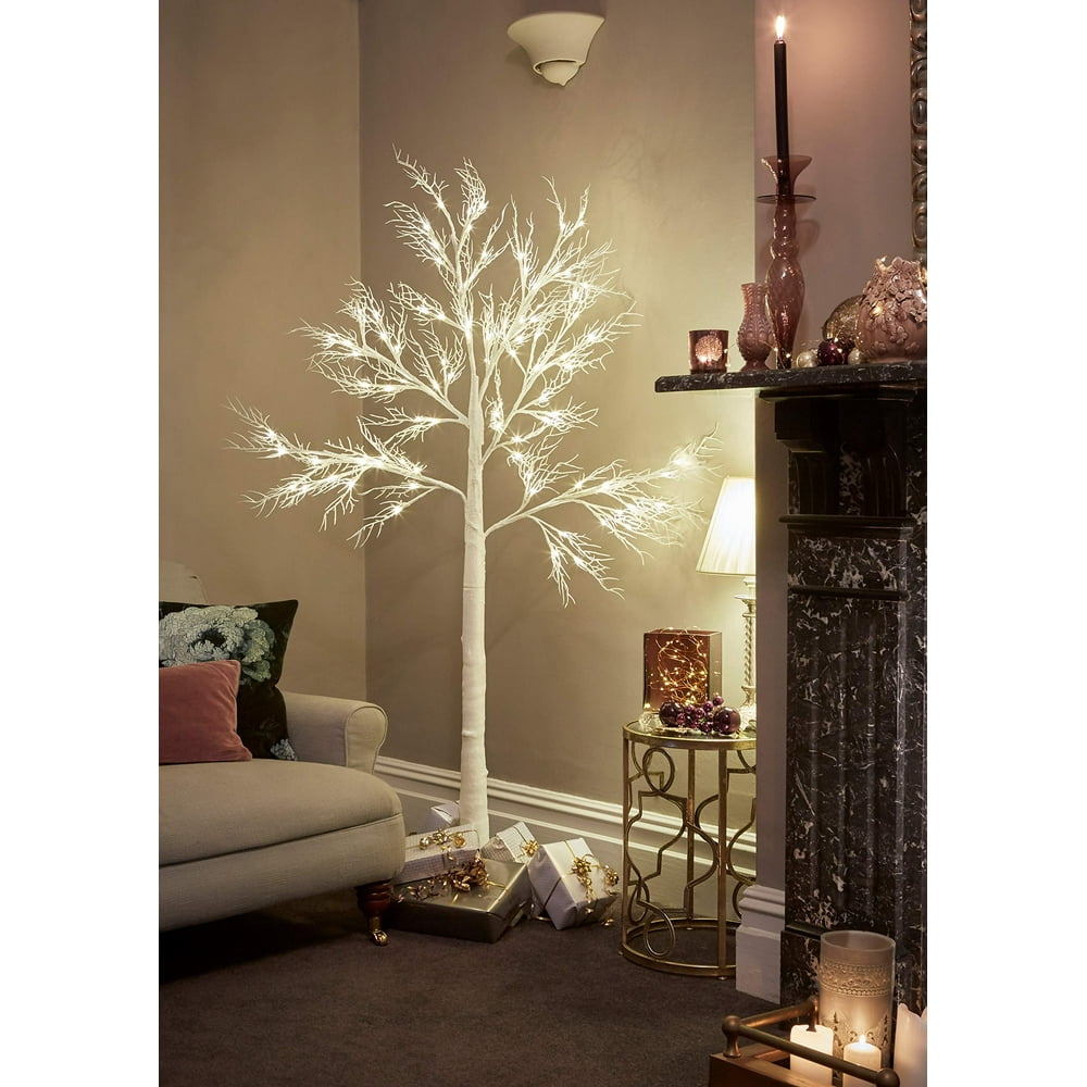 JayMark Products 7ft Christmas Deadwood White Twig Tree Pre Lit 120 LED